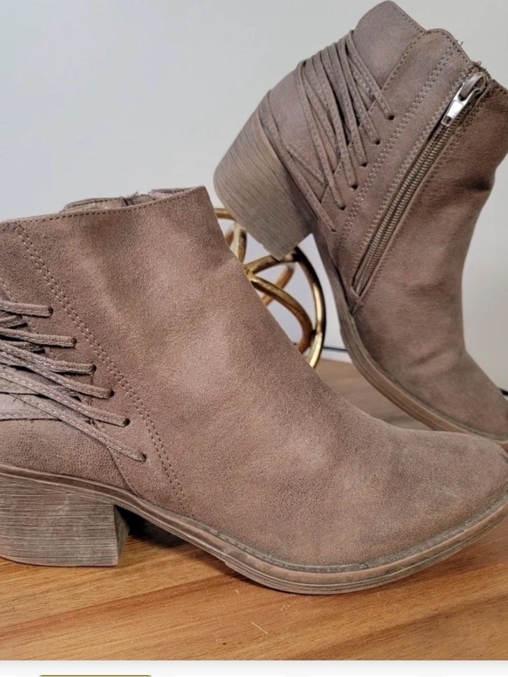 Volatile Taupe Brown Ankle Booties with Side Zip - Picture 3 of 6